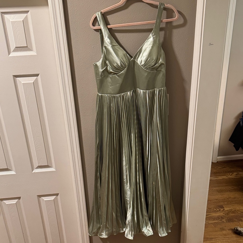 Wear Your Love Sage Green Pleated Prom Dress (see measurements)